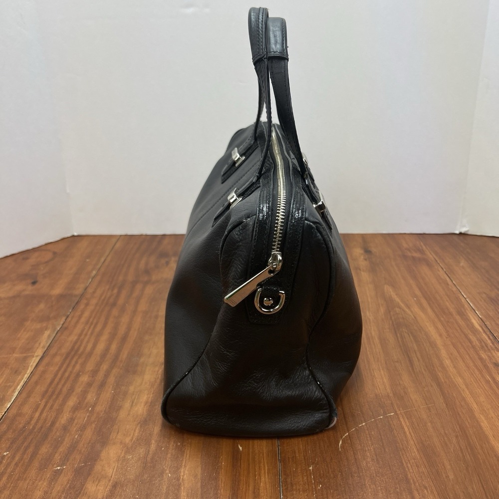 Coach F25796 Black Leather Satchel Handbag Silver Hardware Zip Top Purse - Picture 15 of 16